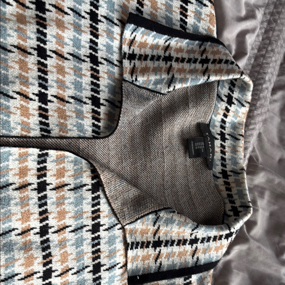 Tahari Woman Plaid Blazer - Black, Cream, Tan